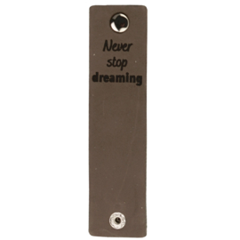 Durable | Leren label met drukknoop | 12 x 3 cm | 2 stuks | Never stop dreaming