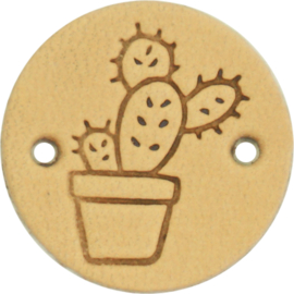 Durable | Leren label rond | 2 cm | 2 stuks | Cactus