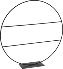 Metalen ring op standaard met tussenstuk | 28 cm | Zwart