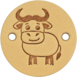 Durable | Leren label rond | 2 cm | 2 stuks | Koetje