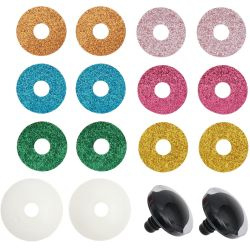 Veiligheidsoogjes | Recht kijkende | glitters 12 mm |3 paar