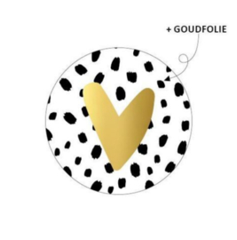 Stickers | Hartje | Goud met 101 dots | 10 stuks