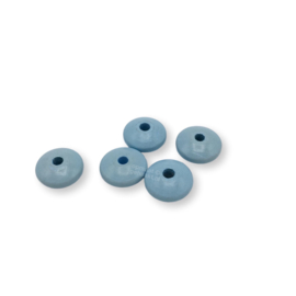 Gekleurde houten schijfkraal | 14 mm | 10 stuks | Babyblauw