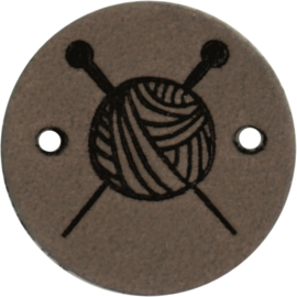 Durable | Leren label rond | 2 cm | 2 stuks | Breien