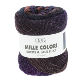 Lang Yarns Mille Colori socks & lace luxe | 859.0213 | Light brown/petrol/eggplant