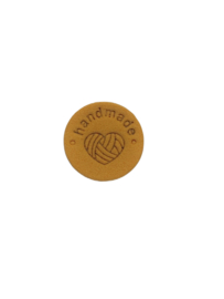 Leren label | rond 2.5 cm | per stuk | Handmade hartje