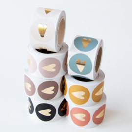 Stickers | Hartje | Blauw met gouden hart | 10 stuks