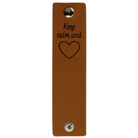 Durable | Leren label met drukknoop | 12 x 3 cm | 2 stuks | Keep calm and love