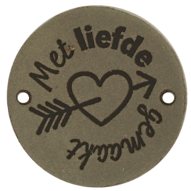 Durable | Leren label rond | 3.5 cm | 2 stuks | Met liefde gemaakt