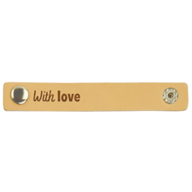 Durable | Leren label met drukknoop | 10 x 1.5 cm | 2 stuks | With love