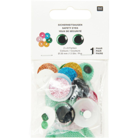 Veiligheidsoogjes | Recht kijkende | glitters 20 mm | 1 paar
