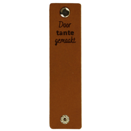 Durable | Leren label met drukknoop | 12 x 3 cm | 2 stuks | Door tante gemaakt