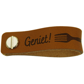 Durable | Leren label met schroef | 12 x 1.5 cm | 2 stuks | Geniet!