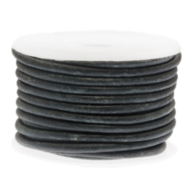 Uit assortiment - Leren koord | 1 mm | Nachtgrijs | 10 meter