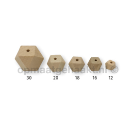 Blanke houten kralen | Hexagon | 5 stuks | 30 mm