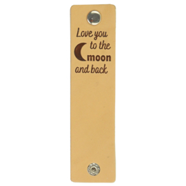 Durable | Leren label met drukknoop | 12 x 3 cm | 2 stuks | Love you to the moon and back