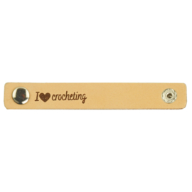 Durable | Leren label met drukknoop | 10 x 1.5 cm | 2 stuks | I love crocheting