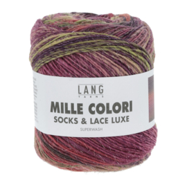 Lang Yarns Mille Colori socks & lace luxe | 859.0204 | Bordeaux/dark green/salmon