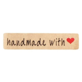 Stickers | Handmade with love ♥ met hartje  | Kraft | 20 stuks