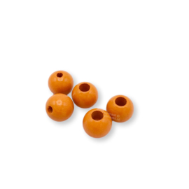 Gekleurde houten verstop-je-knoopje kraal | 12 mm | 10 stuks | Oranje