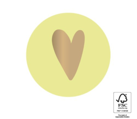 Stickers | Hartje | Geel met goud hartje | 10 stuks