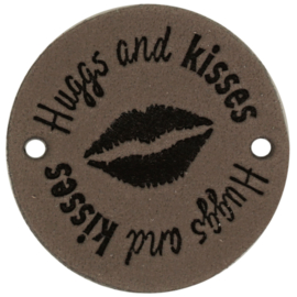 Durable | Leren label rond | 3.5 cm | 2 stuks | Hugs and Kisses