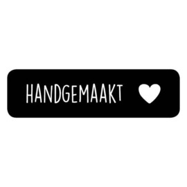 Stickers | Handgemaakt met hartje | Zwart | 10 stuks