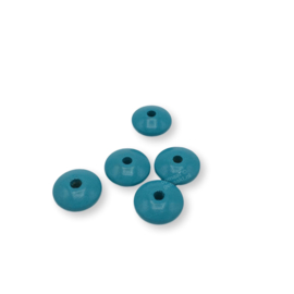 Gekleurde houten schijfkraal | 14 mm | 10 stuks | Turquoise