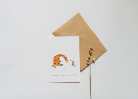 Wenskaart | Nadine Illustraties | Giraffe en Muis | Pregnant!