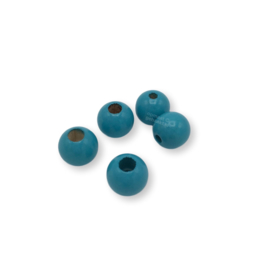 Gekleurde houten verstop-je-knoopje kraal | 12 mm | 10 stuks | Turquoise