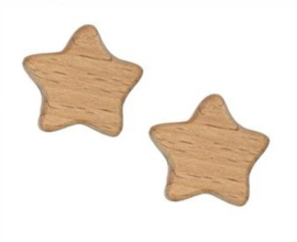 Houten kralen | Durable | Ster | 2 stuks | 3 cm
