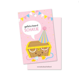 Cadeaulabel | Studio Schatkist | 5 stuks | Gefeliciteerd schatje