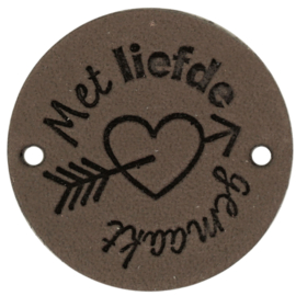 Durable | Leren label rond | 3.5 cm | 2 stuks | Met liefde gemaakt