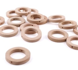 Uit assortiment - Houten ring | 3 x 0.5 | Open en plat met gaatjes