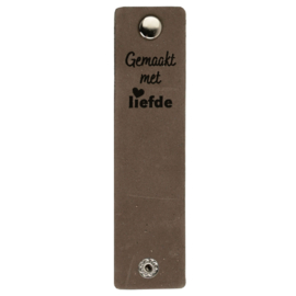 Durable | Leren label met drukknoop | 12 x 3 cm | 2 stuks | Gemaakt met liefde