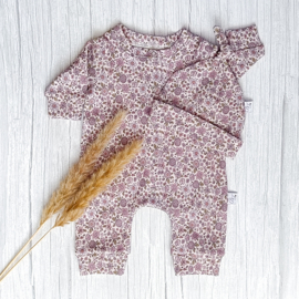 Boxpakje Rib Jersey Paarse Bloemetjes