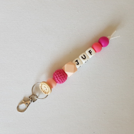 Sleutelhanger / Tassenhanger Juf Roze