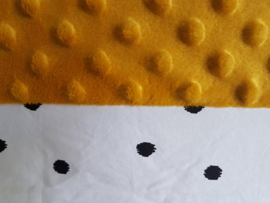 Aankleedkussenhoes Dots Zwart/Wit/Minky Fleece Okergeel