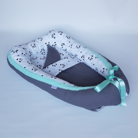 Babynestje Panda Mint/Wafel Donkergrijs