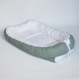 Babynestje Minky Fleece Ecru/Wafel Oudgroen