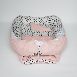 Babynestje Tricot Painted Dots/Wafel Nude Roze