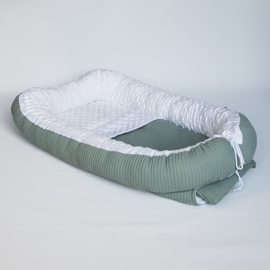 Babynestje Minky Fleece Ecru/Wafel Oudgroen