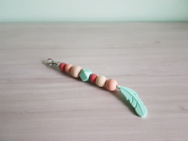 Sleutelhanger / Tassenhanger Feather Mint/Peach/Terra