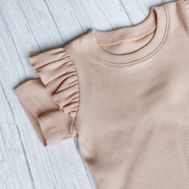 Ruffle T-Shirt Rib Jersey Nude Roze