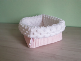 Commodemandje Wafel Babyroze/Minky Fleece Wit