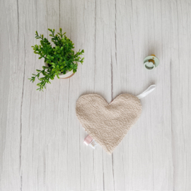 Speendoekje Hart Bloemen Roest & Badstof Licht Beige