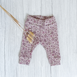 Cuffed Legging Rib Jersey Paarse Bloemetjes