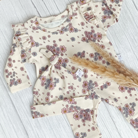 Ruffle Longsleeve Rib Jersey Pastelbloemen