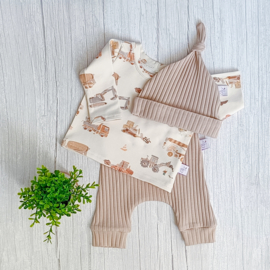 Newborn Setje Brede Rib Simply Taupe