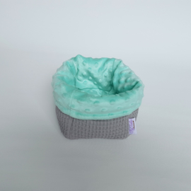 Commodemandje Wafel Lichtgrijs/Minky Fleece Mint